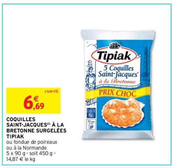 Coquilles Saint-jacques à La Bretonne Surgelées Tipiak