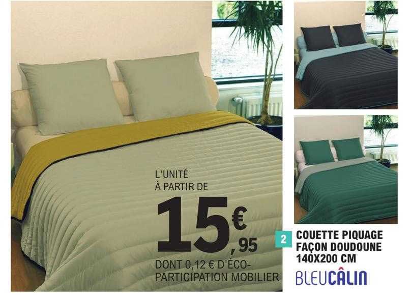 couette piquage façon doudounen 140 x 200 cm bleu câlin