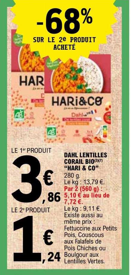 Dahl Lentilles Corail Bio "hari & Co"