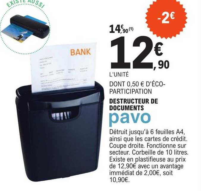 destructeur de documents pavo