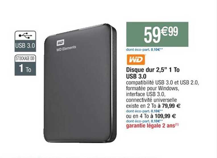 Disque Dur 2,5" 1 To Usb 3.0 Wd