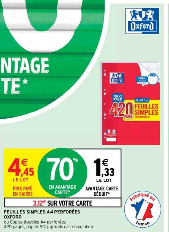 Feuilles Simples A4 Perforées Oxford