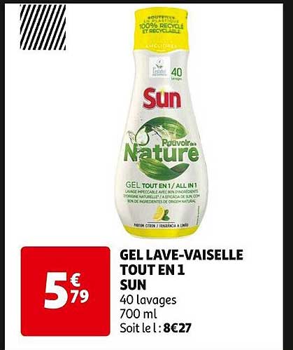 gel lave-vaisselle tout en 1 sun