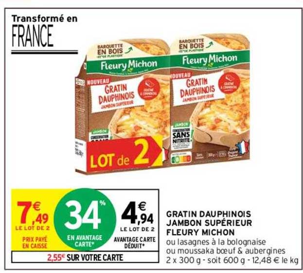 gratin dauphinois jambon supérieur fleury michon