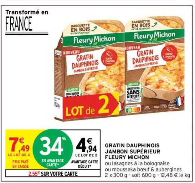 gratin dauphinois jambon supérieur fleury michon