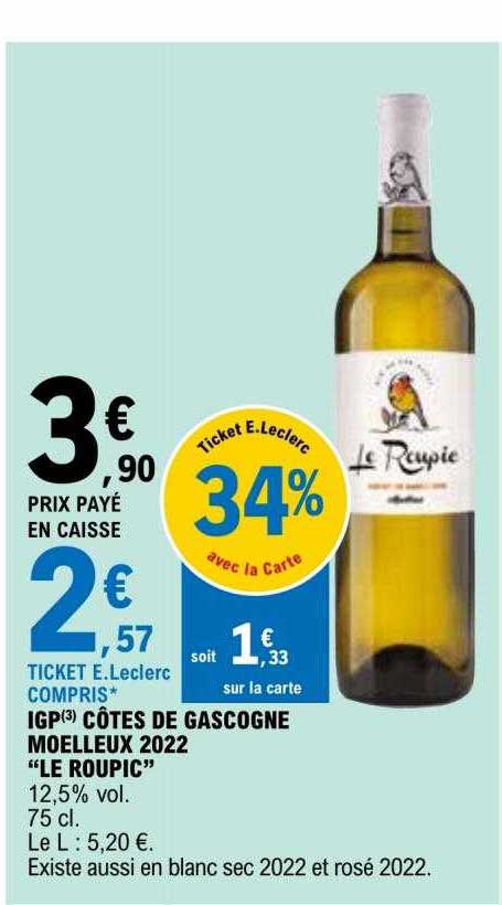igp côtes de gascogne moelleux 2022 "le roupic"