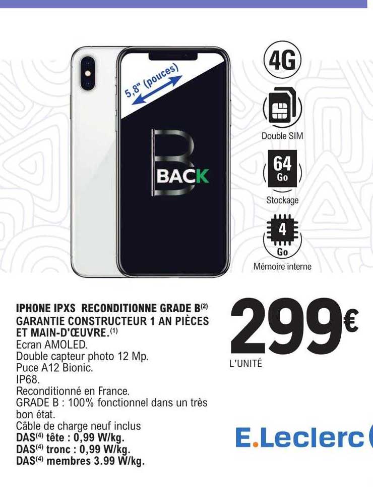 iPhone ipxs reconditionné grade b