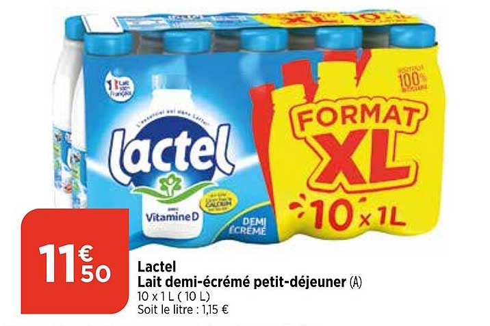 lait demi-écrémé petit-déjeuner lactel