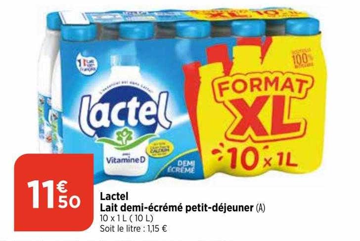 lait demi-écrémé petit-déjeuner lactel