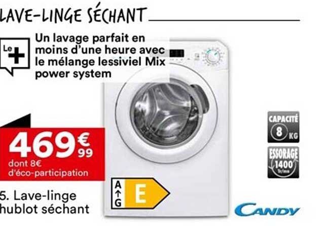 lave-linge hublot séchant candy