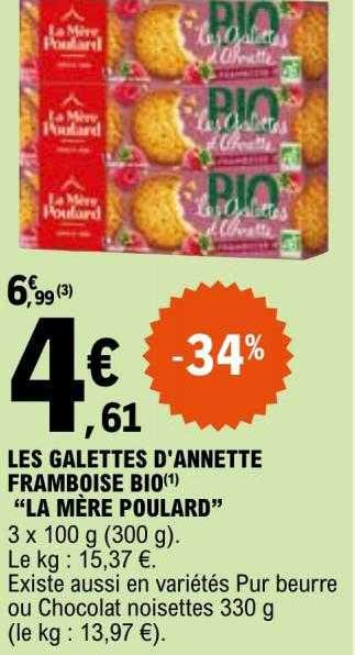les galettes d'annette framboise bio "la mère poulard"