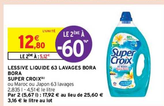 lessive liquide 63 lavages bora bora super croix