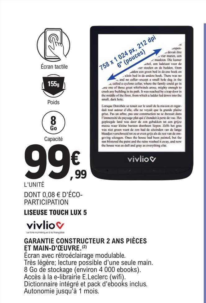 Liseuse Touch Lux 5 Vivlio