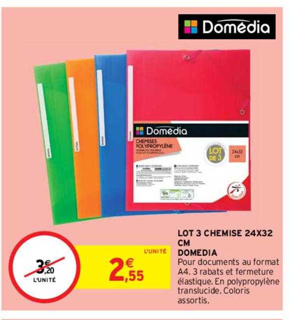 Lot 3 Chemise 24 X 32 Cm Domédia