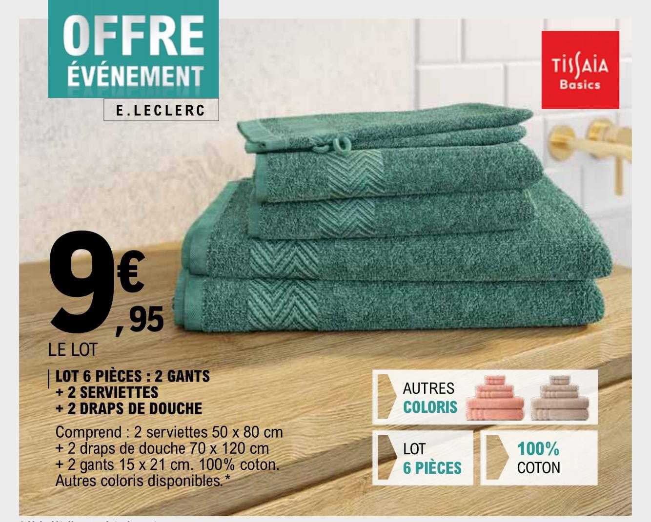 Lot 6 Pièces : 2 Gants + 2 Serviettes + 2 Draps De Douche