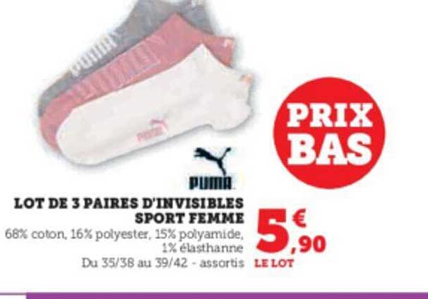lot de 3 paires d'invisibles sport femme puma