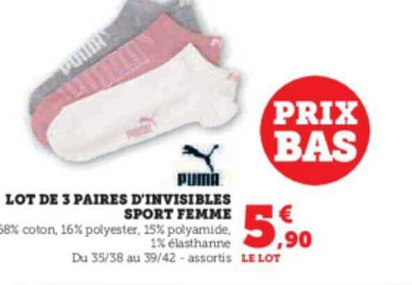 lot de 3 paires d'invisibles sport femme puma