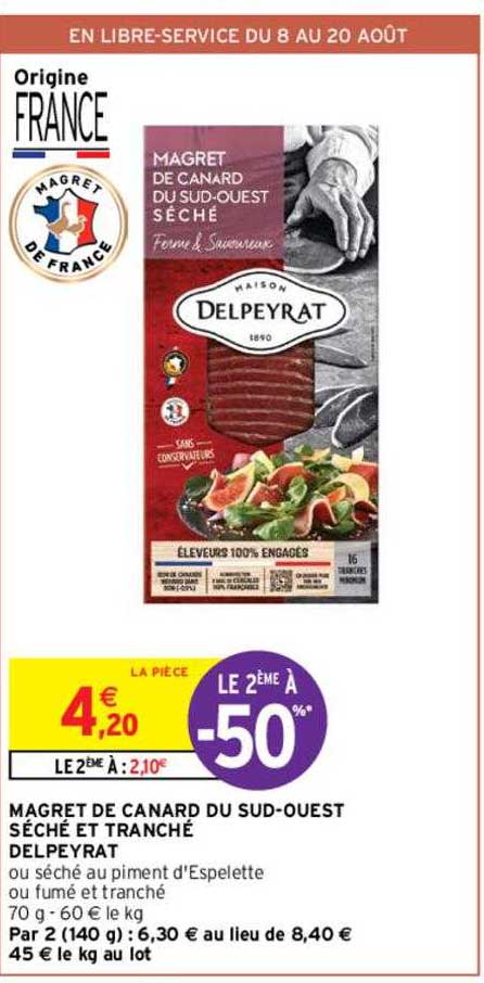 magret de canard du sud-ouest séché et tranché delpeyrat