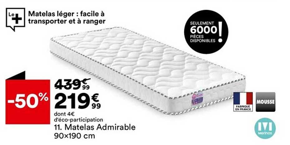 matelas admirable 90 x 190 cm merinos