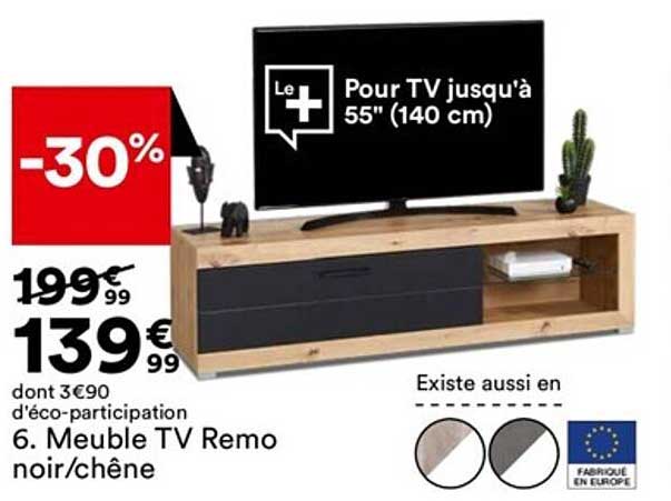 meuble tv remo noir/chêne