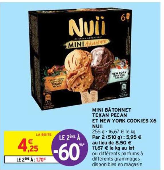 mini bâtonnet texan pecan et new york cookies x 6 nuii