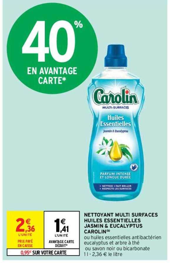 nettoyant multi surfaces huiles essentielles jasmin & eucalyptus carolin