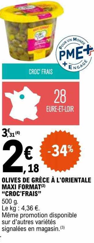 olives de grèce à l'orientale maxi format "croc'frais"