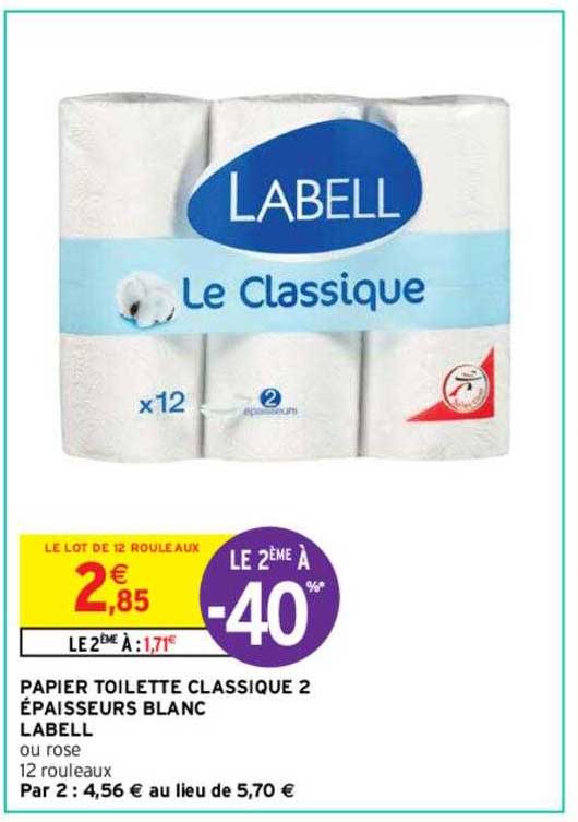 papier toilette classique 2 épaisseurs blanc labell