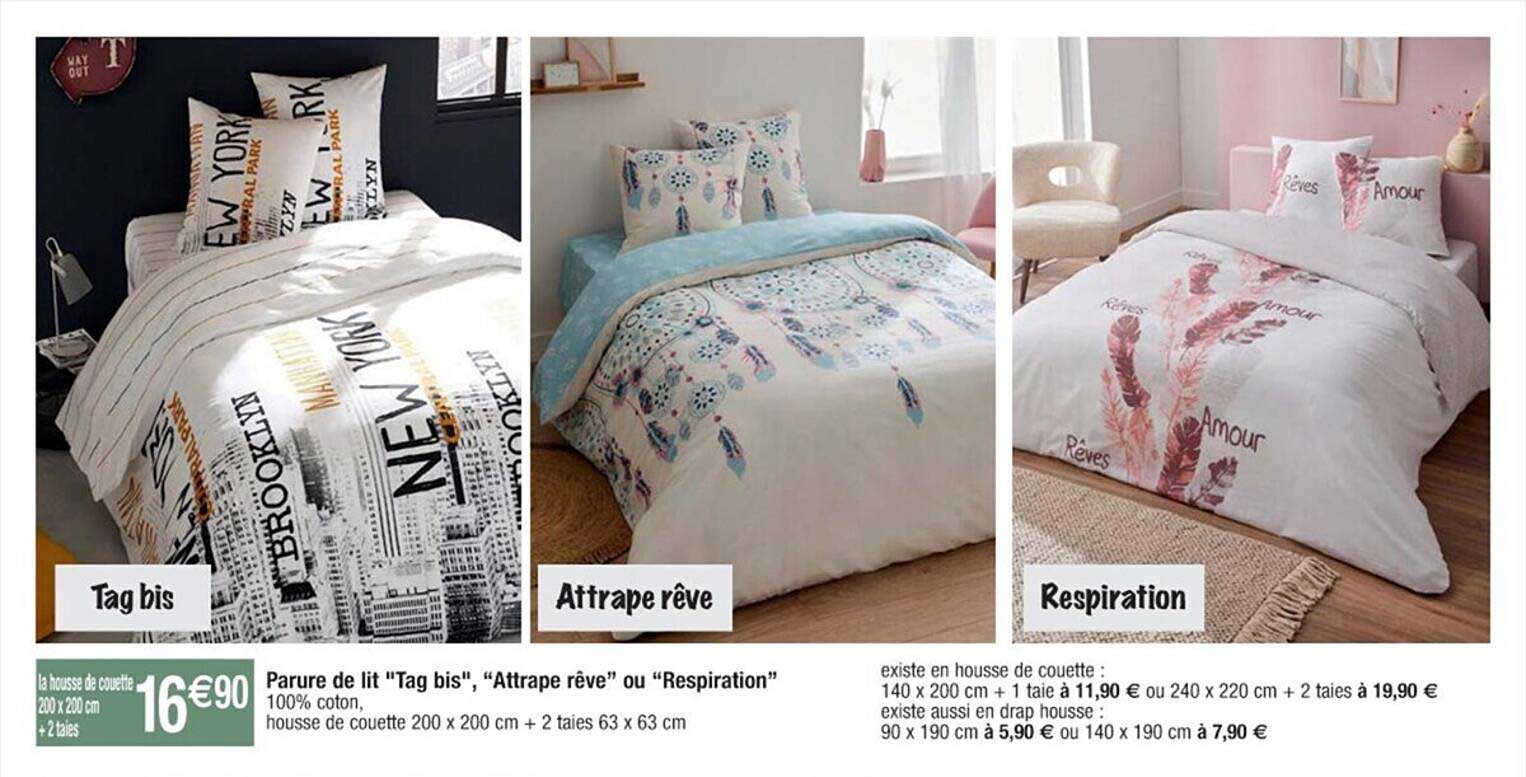 parure de lit "tag bis", "attrape rêve" ou "respiration"
