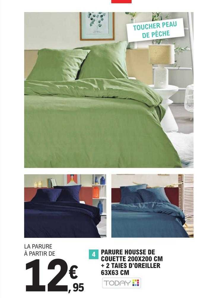 parure housse de couette 200 x 200 cm  + 2 taies d'oreiller 63 x 63  cm today