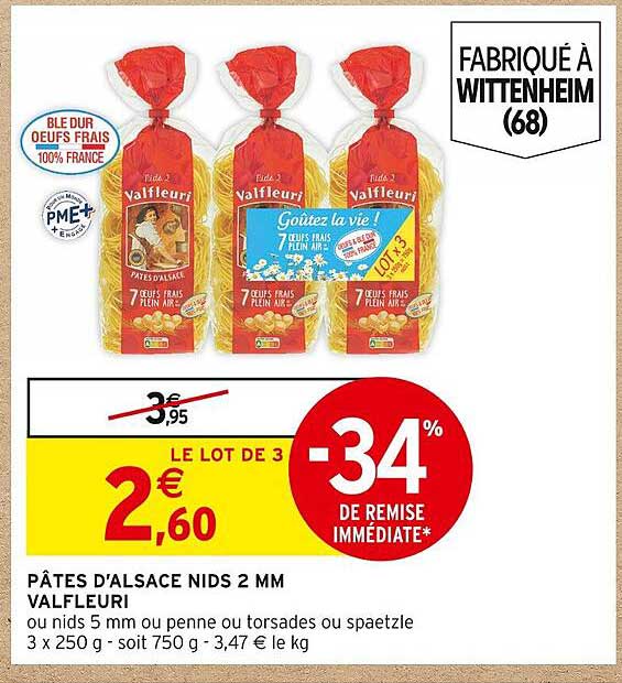 pâtes d'alsace nids 2mm valfleuri