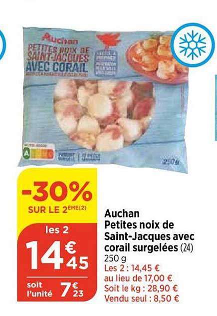 Petites Noix De Saint-jacques Avec Corail Surgelées Auchan