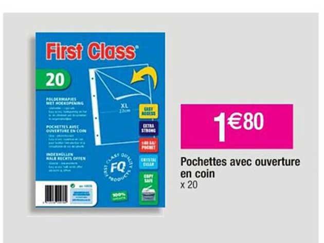 pochettes avec ouverture en coin first class