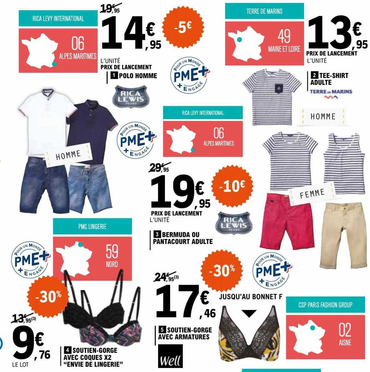 polo homme rica lewis, tee-shirt adulte, bermuda ou pantacourt adulte rica lewis, soutien-gorge avec coques x 2 "envie de lingerie", soutien-gorge avec armatures well
