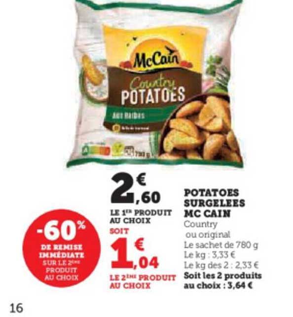potatoes surgelées mc cain