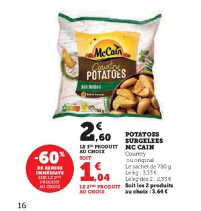 potatoes surgelées mc cain