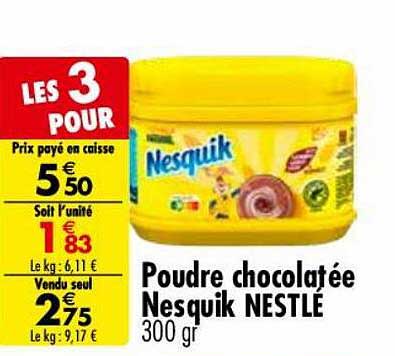 poudre chocolatée nesquik nestlé
