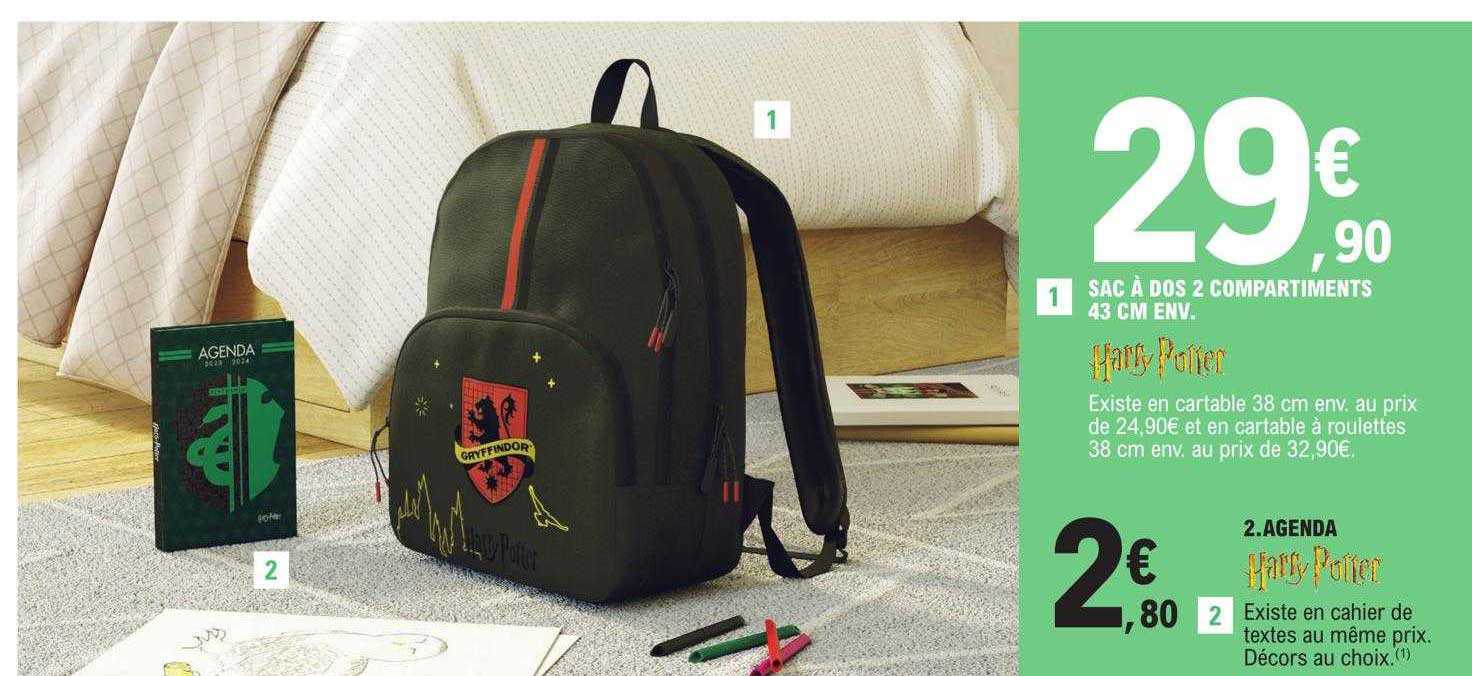 Sac à Dos 2 Compartiments 43 Cm Env., Agenda Harry Potter