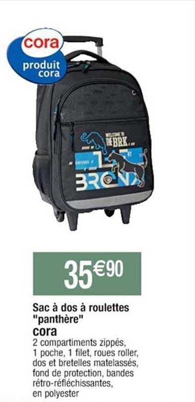 sac à dos à roulettes "panthère" cora