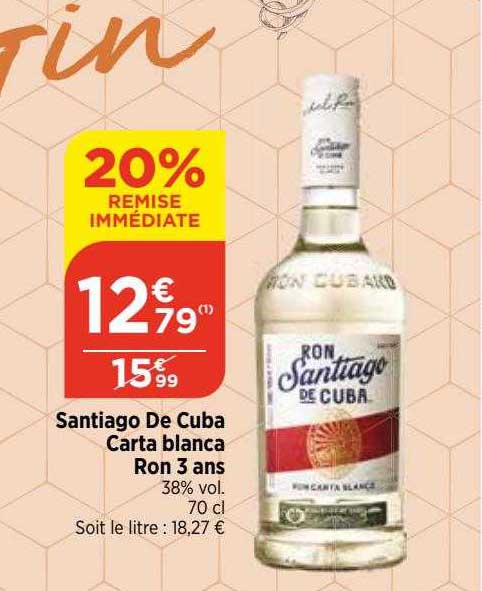 santiago de cuba carta blanca ron 3 ans