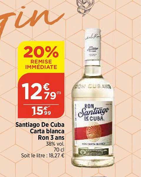 santiago de cuba carta blanca ron 3 ans
