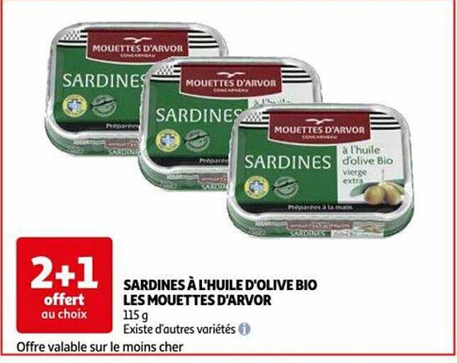 sardines à l'huile d'olive bio les mouettes d'arvor