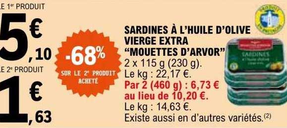 sardines à l'huile d'olive vierge extra "mouettes d'arvor"