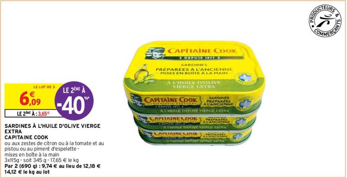 Sardines à L'huile D'olive Vierge Extra Capitaine Cook