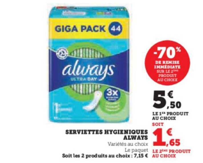 serviettes hygiéniques always