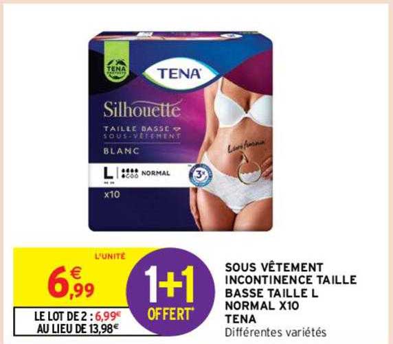 sous vêtement incontinence taille basse taille l normal x 10 tena