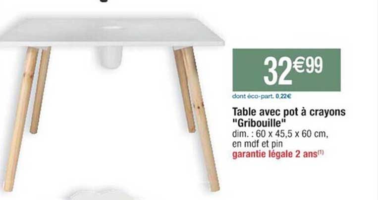 Table Avec Pot à Crayons "gribouille"