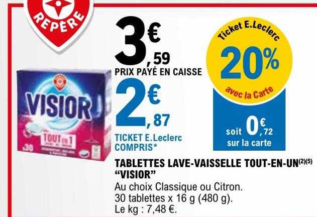 tablettes lave-vaisselle tout-en-un "visior"