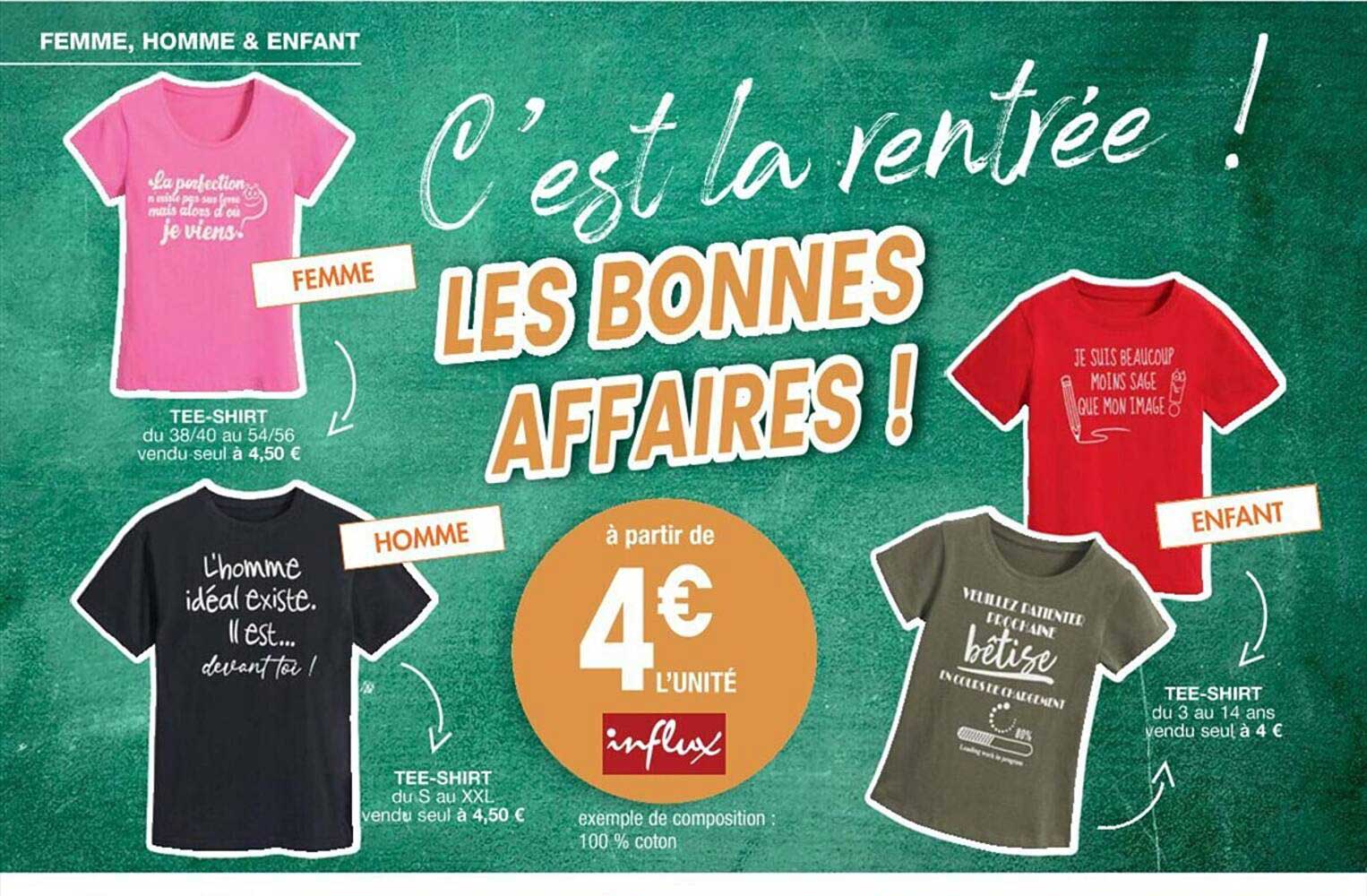 tee-shirt femme, homme & enfant influx