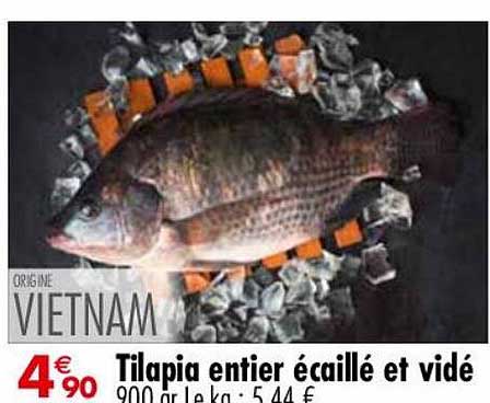 tilapia entier écaillé et vidé